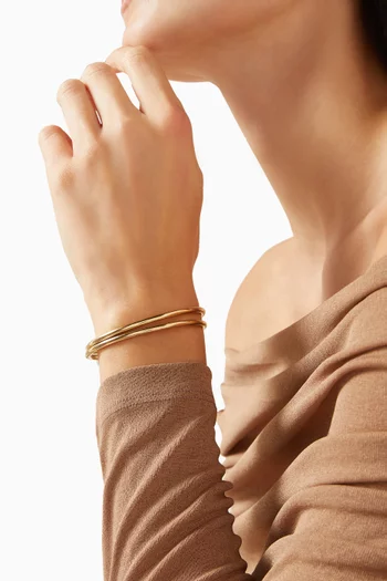 طقم أساور دين معدن مطلي ذهب عيار 14، قطعتان