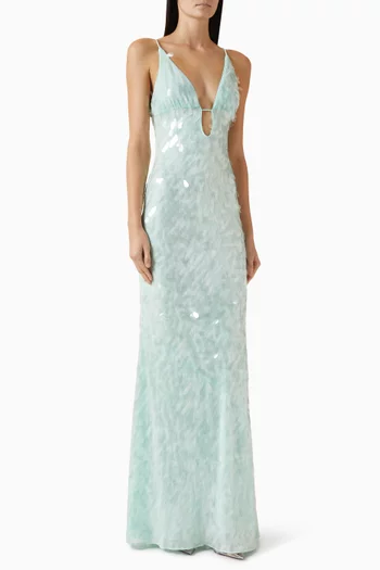 The Sapphire Sequin-embellished Maxi Dress