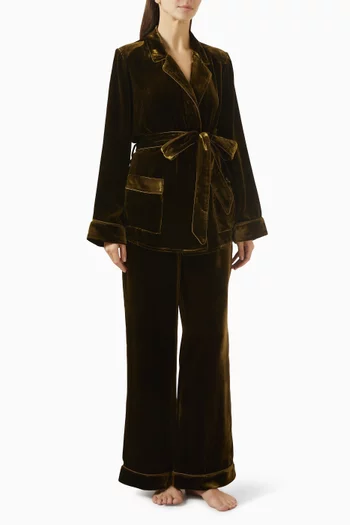 Pamela Belted Smoking Suit Set in Velvet