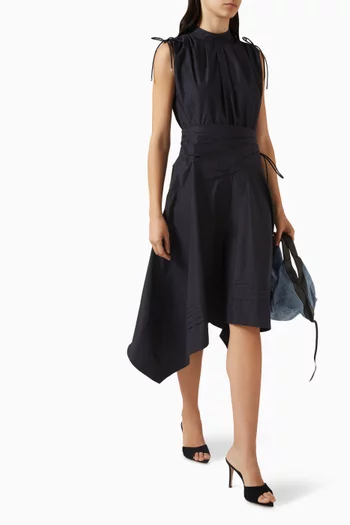 Ruched Handkerchief Dress in Cotton Poplin