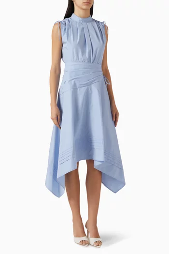 Ruched Handkerchief Dress in Cotton Poplin