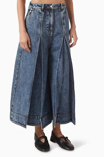 Pleated Culotte Jeans in Denim