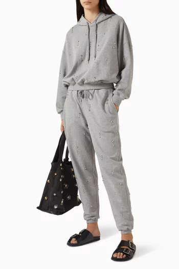 Stud-embellished Oversized Hoodie in French Terry