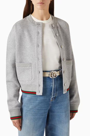 حزام مارمونت رفيع بشعار حرفي GG قنب لامع بنقشة شعار الماركة