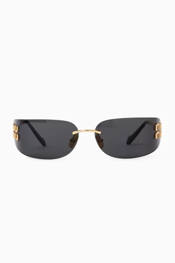 Rimless Rectangle Sunglasses in Metal