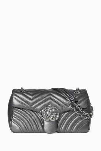 حقيبة كتف مارمونت متوسطة بشعار حرفي GG جلد لامع