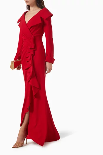 Ruffle Gown in Crepe