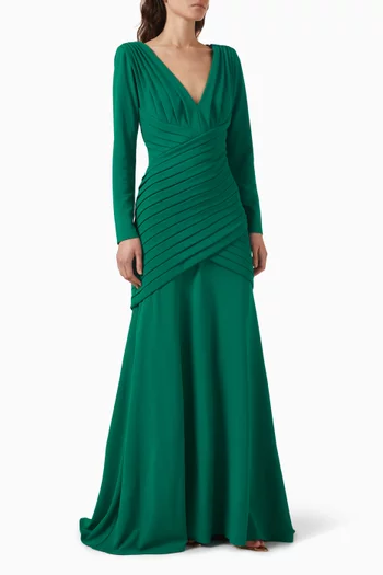 فستان سهرة كيريس بطيّات كريب