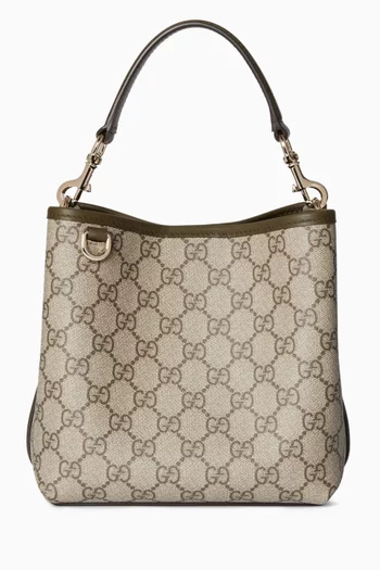 Small GG Emblem Bucket Bag in Monogram Canvas