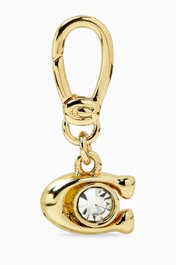 Crystal C Charm in Plated Brass