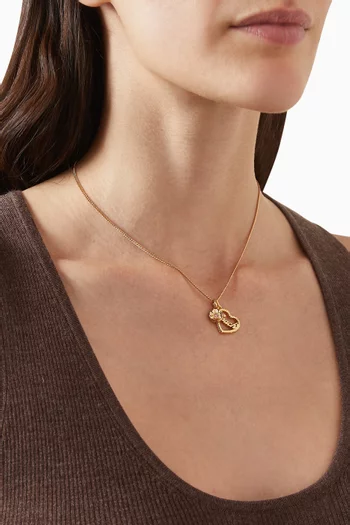 Logo Heart Short Pendant Necklace in Plated Brass