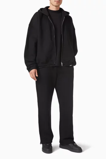 تي شيرت بقصة فضفاضة وشعار حرف الماركة قطن