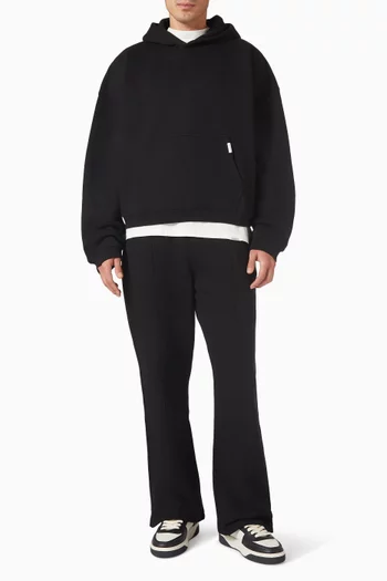 كنزة بغطاء رأس بقصة مربعة مزينة بحرف شعار الماركة قطن