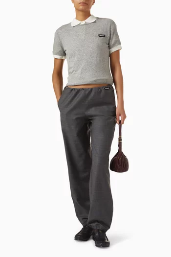 بنطال رياضي بنقشة مربعات برينس أوف ويلز صوف