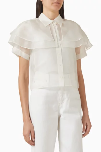 Sheer Cape Top in Silk Organza