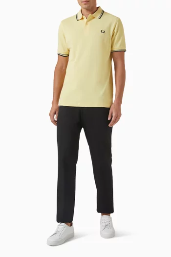 تي شيرت بولو قطن مزين بخطين