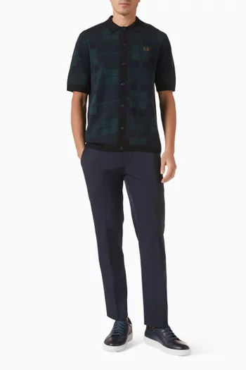 Black Watch Tartan Knit Shirt in Cotton