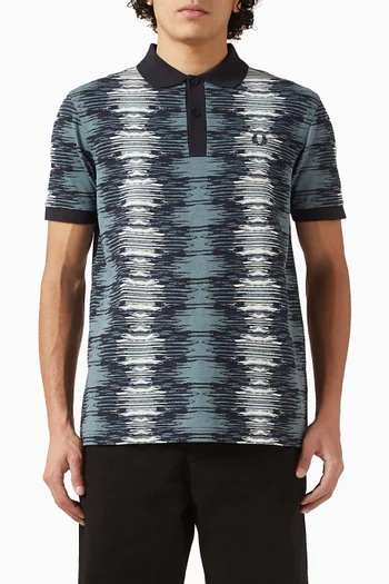 تي شيرت بولو بنقشة موجات صوتية قطن بيكيه