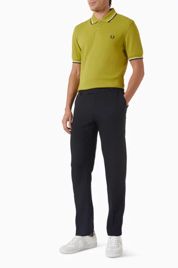 تي شيرت بولو قطن مزين بخطين