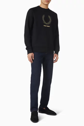 سويت شيرت بشعار غصني أوراق الغار مزيج قطن