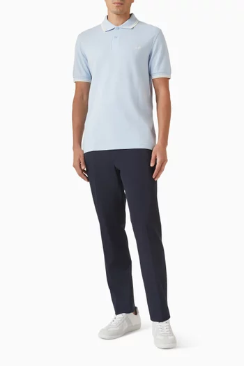 تي شيرت بولو قطن مزين بخطين