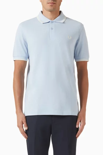 تي شيرت بولو قطن مزين بخطين