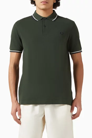 تي شيرت بولو قطن مزين بخطين