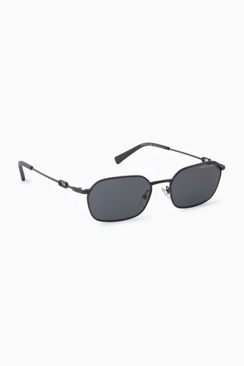 Cross Flat Rectangular Sunglasses in Metal