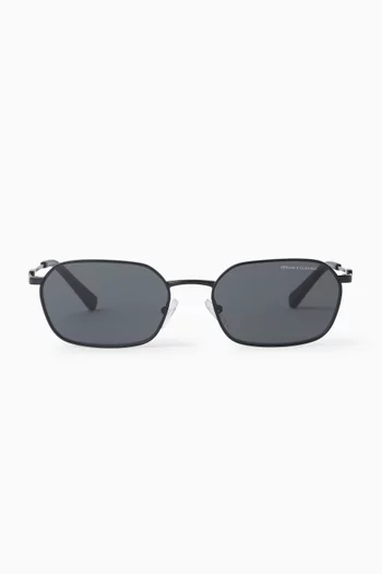 Cross Flat Rectangular Sunglasses in Metal