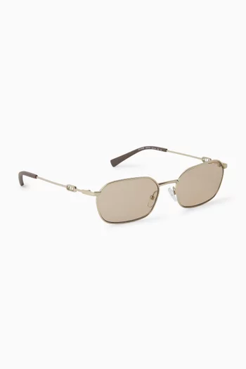 Cross Flat Rectangular Sunglasses in Metal