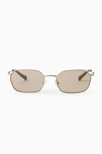 Cross Flat Rectangular Sunglasses in Metal