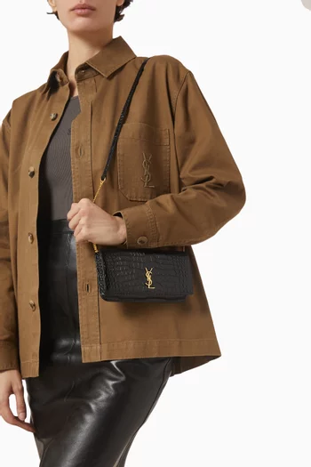 حقيبة كاساندر صغيرة للهاتف المحمول جلد بنقشة جلد التمساح