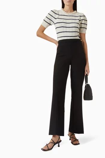 سترة منسوجة مطرزة باللؤلؤ مزيج صوف