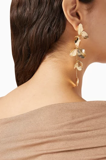 أقراط متدلية بتصميم زهرة نحاس مطلي ذهب عيار 14