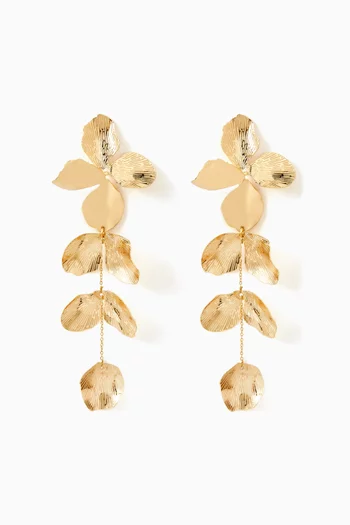 أقراط متدلية بتصميم زهرة نحاس مطلي ذهب عيار 14