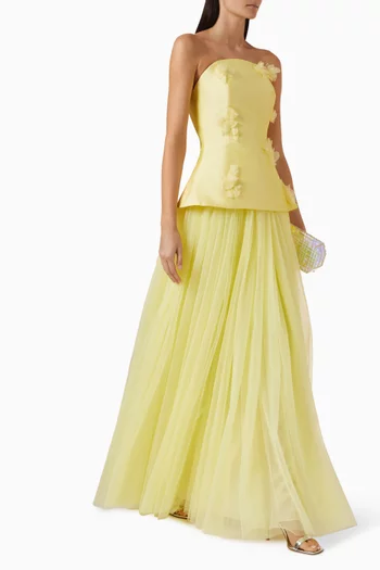 فستان سهرة كادينزا مزين بزهور بارزة ميكادو