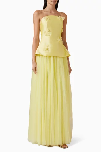 فستان سهرة كادينزا مزين بزهور بارزة ميكادو