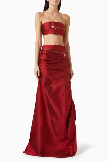 Acrimosa Top & Skirt Set in Taffeta Silk