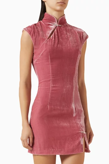 فستان دون قصير مخمل