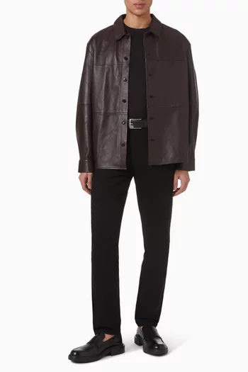 Relaxed Shirt Jacket in Leather