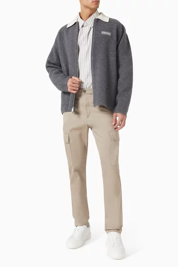 Zip Cardigan in Boiled Merino Wool