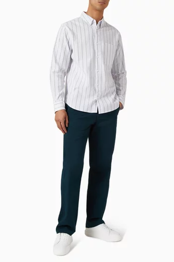 قميص أكسفورد كلاسيكي مخطط قطن