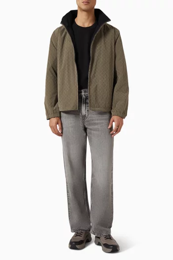 تي شيرت مريح من نسيج مضلع مزيج قطن