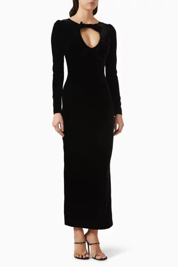 فستان بفتحة وعقدة مخمل