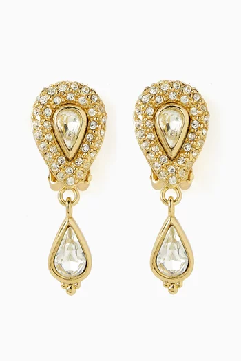 1980s Crystal Drop Clip-on Hoop Earrings