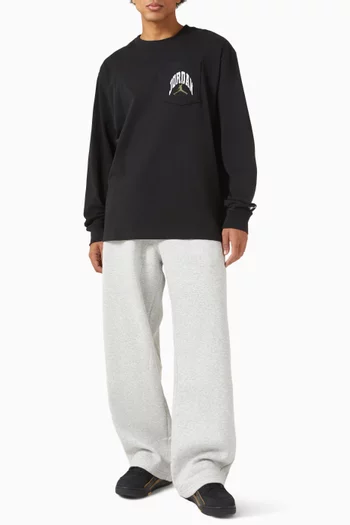 تي شيرت بروكلين بجيب بشعار الماركة بنقشة ريالتري قطن