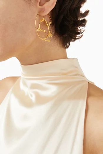 Golden Spiral Thyme Earrings in 22kt Gold-plated Brass