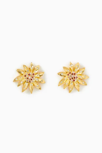 Strawberry Flower Stud Earrings in 22kt Gold-plated Brass