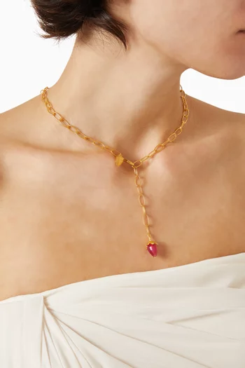 Golden Raspberry Necklace in 22kt Gold-plated Brass