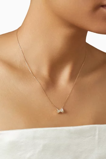 Mini Baguette Bow Diamond Necklace in 18kt Yellow Gold